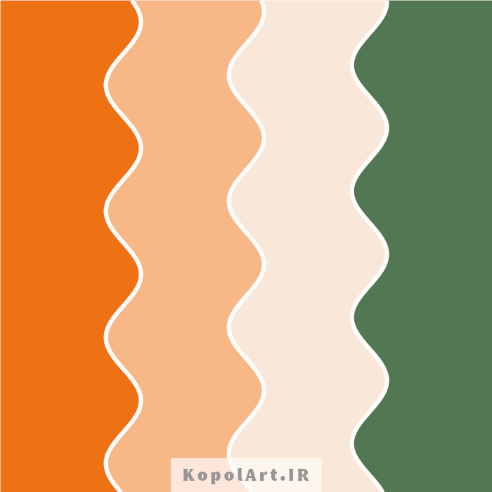 پالت رنگ سبز لجنی، نارنجی و هلویی(پالت رنگ پاییزی)