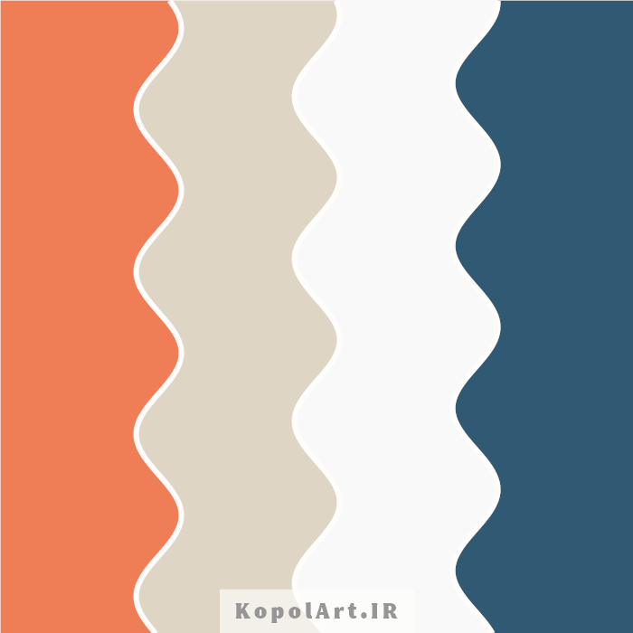 پالت رنگ آبی نفتی، نارنجی و بژ