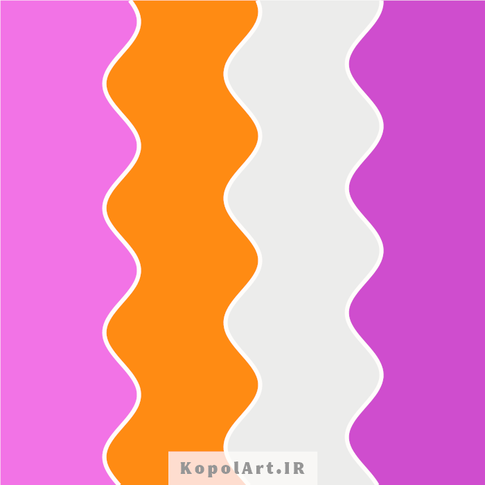 پالت رنگ دخترانه بنفش، صورتی، نارنجی و سفید کدر