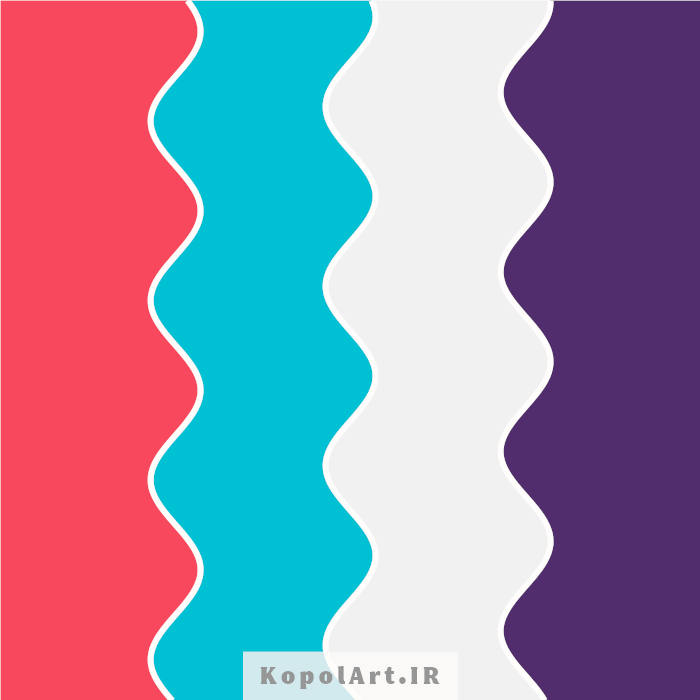 پالت رنگ سرخ، فیروزه ای و بنفش