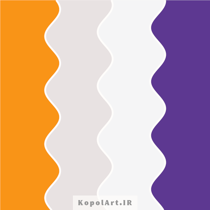 پالت رنگ نارنجی، بنفش بادمجانی، خاکستری و سفید