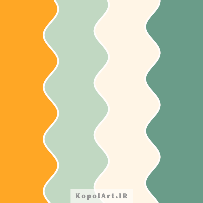 پالت رنگ زرد انبه ای (کهربایی)، سبز پاستیلی تیره، سفید پوسته پیازی