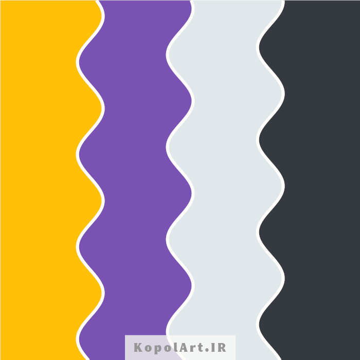 پالت رنگ بنفش بادمجانی روشن و زرد کهربایی (انبه ای)