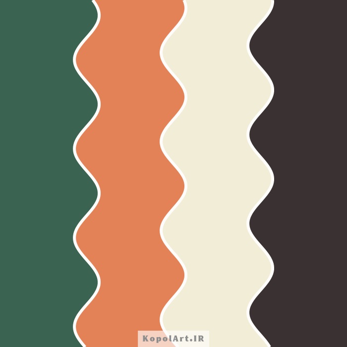 پالت رنگ سبز لجنی، نارنجی مسی و خاکی