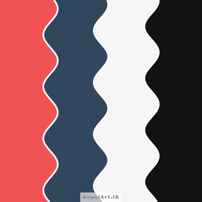 پالت رنگ آبی سرمه ای، قرمز سرخ فام و مشکی