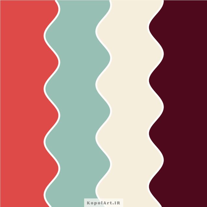 پالت رنگ آلبالویی، زرشکی، سبزآبی (سبز دودی) و کرمی روشن