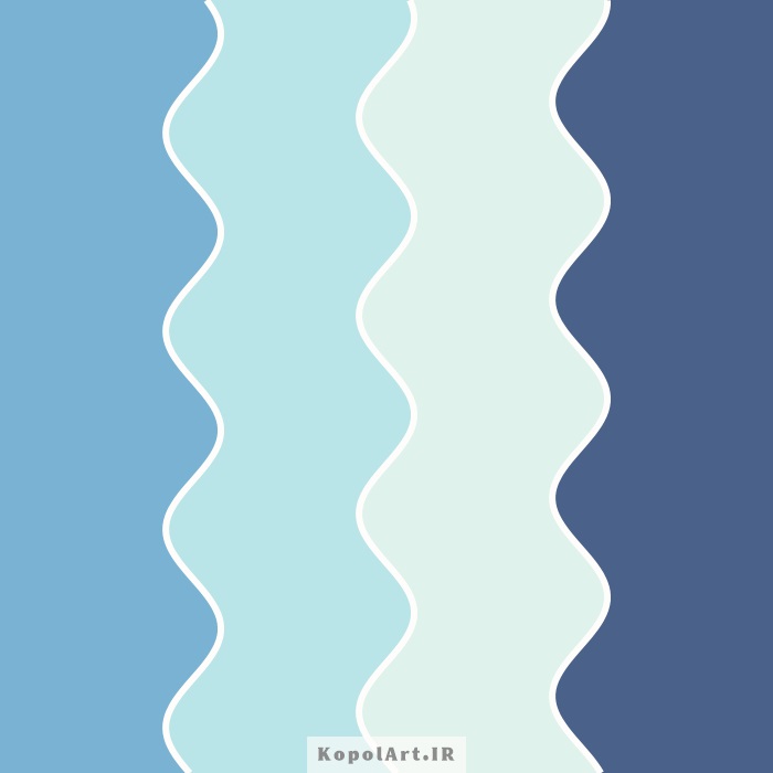 پالت رنگ سرد زمستانی آبی کدر، نیلی متالیک، نیلی محو و آبی کبریتی روشن