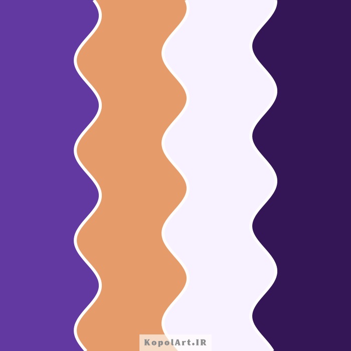 پالت رنگ بنفش ارغوانی، هلویی سیر و بنفش پاستیلی