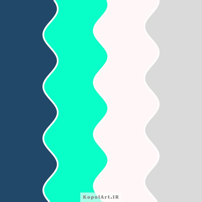 پالت رنگ سبز نعنایی، آبی سرمه‌ای، خاکستری روشن و سفید شیری