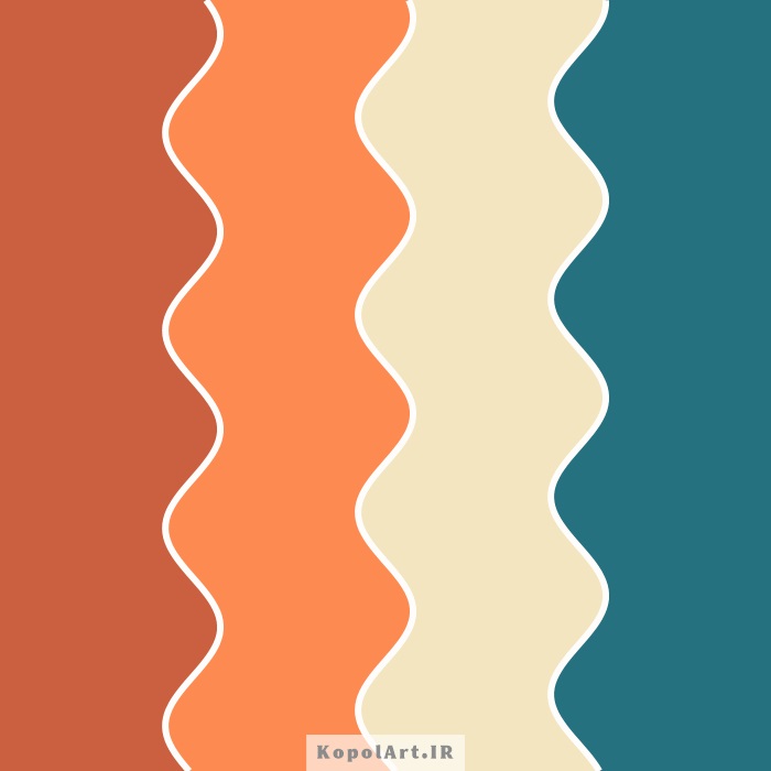 پالت رنگ آبی اقیانوسی، نارنجی مرجانی و بژ