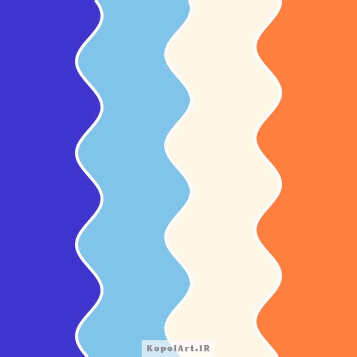 پالت رنگ آبی کبالت، نارنجی پرتقالی و آبی آسمانی