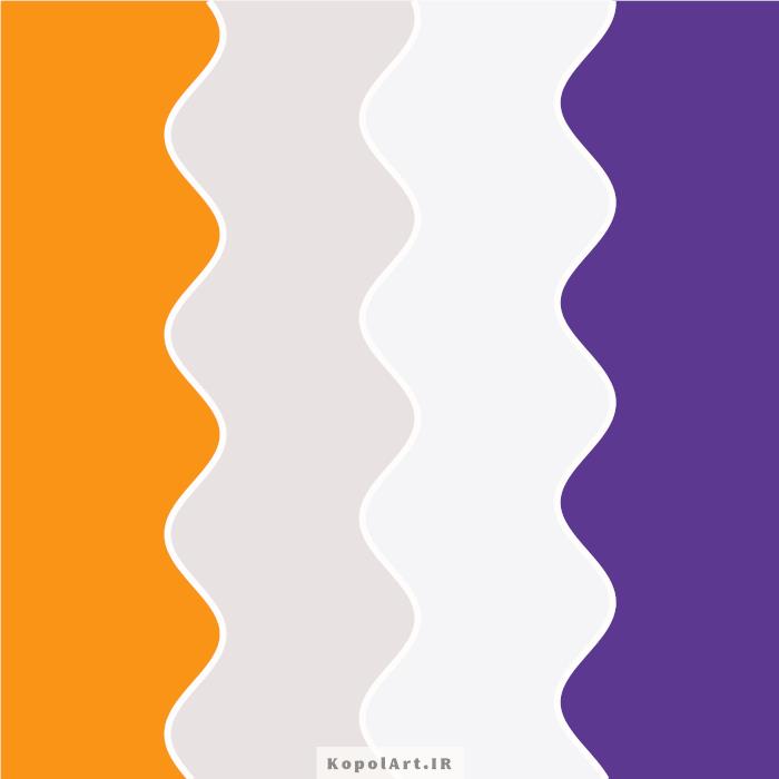 پالت رنگ نارنجی، بنفش بادمجانی، خاکستری و سفید