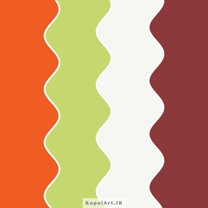 پالت رنگ جگری، سبز فسفری، نارنجی و سفید تیتانیومی