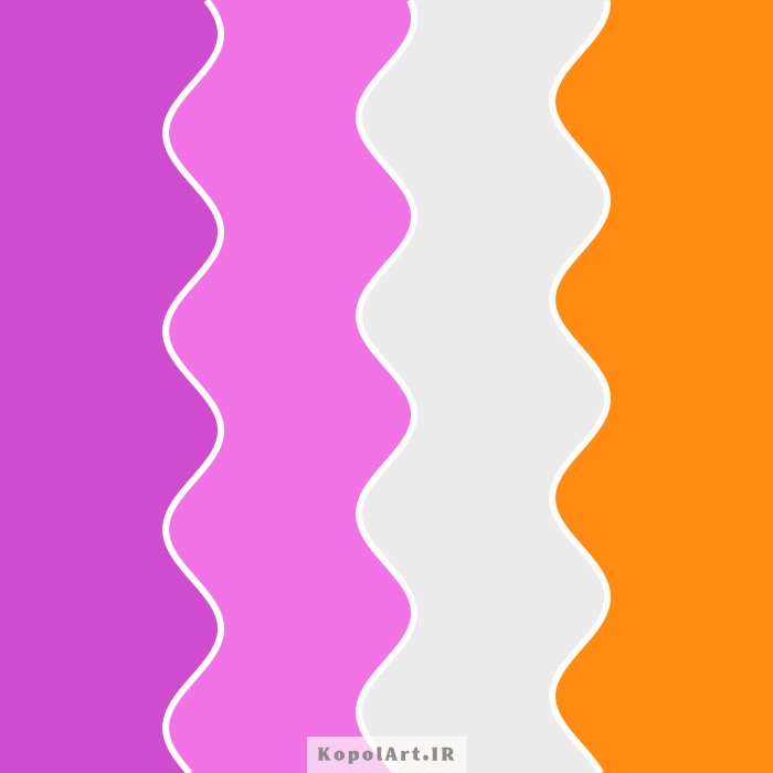 پالت رنگ دخترانه بنفش، صورتی، نارنجی و سفید کدر