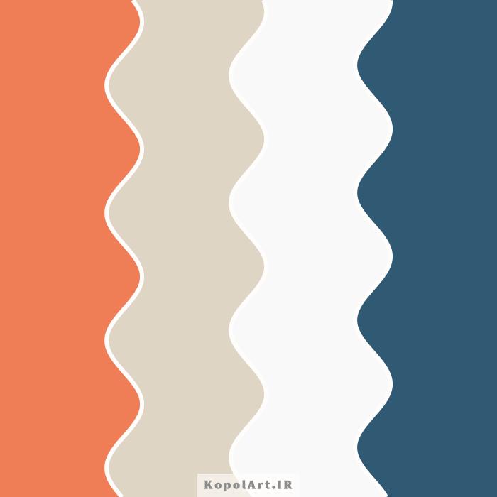 پالت رنگ آبی نفتی، نارنجی و بژ