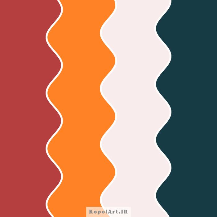 پالت رنگ قرمز اناری، کله غازی و نارنجی فسفری