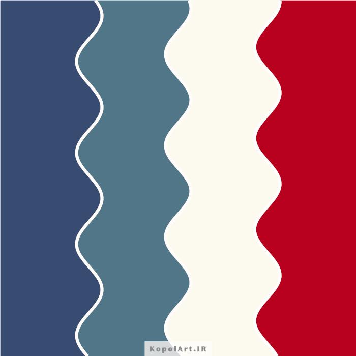 پالت رنگ قرمز ایرانی، نیلی متالیک، آبی نفتی وسفید شیری