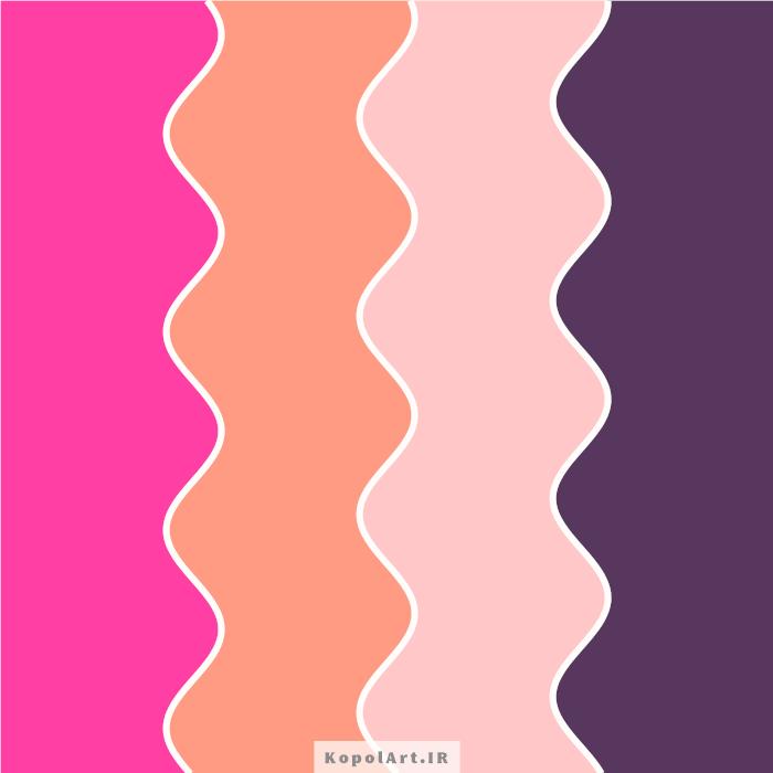 پالت رنگ گل رز ایرانی (صورتی)، نارنجی ایرانی، بنفش بادمجانی و کالباسی