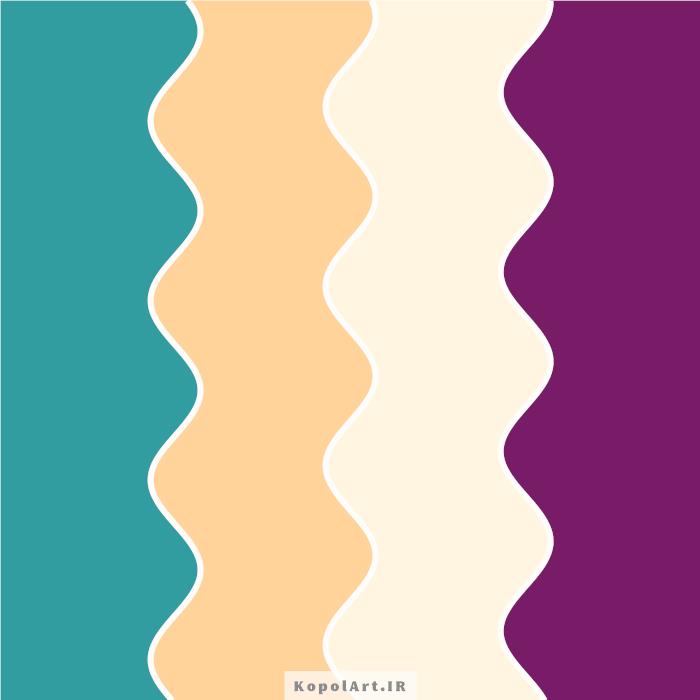 پالت رنگ بنفش، سبزآبی دودی، لیمویی و خاکی روشن