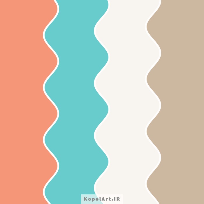 پالت رنگ پاستیلی رزگلد، آبی فیروزه‌ای روشن، قهوه‌ای شنی روشن و سفید شیری