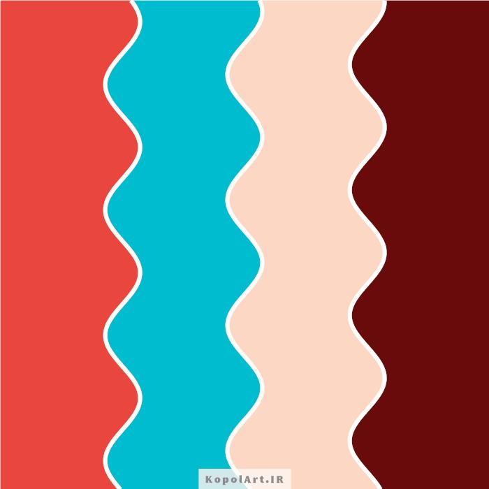 پالت رنگ زرشکی، آبی آسمانی و هلویی