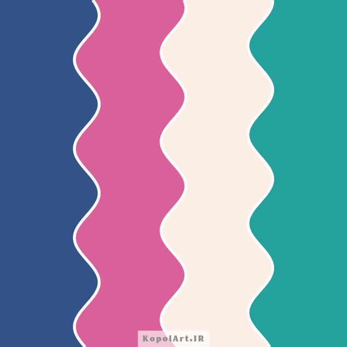 پالت رنگ آبی سرمه‌ای روشن، صورتی و سبزآبی