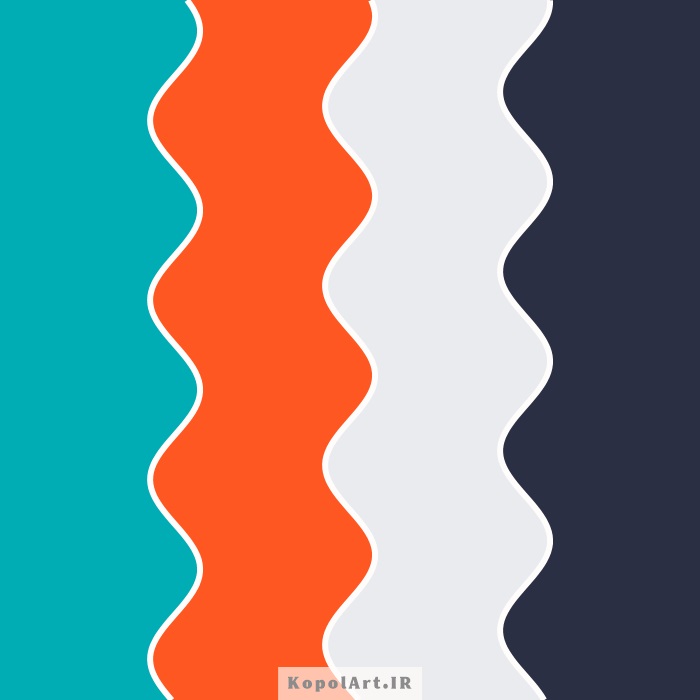 پالت رنگ سبزآبی، نارنجی و سفید