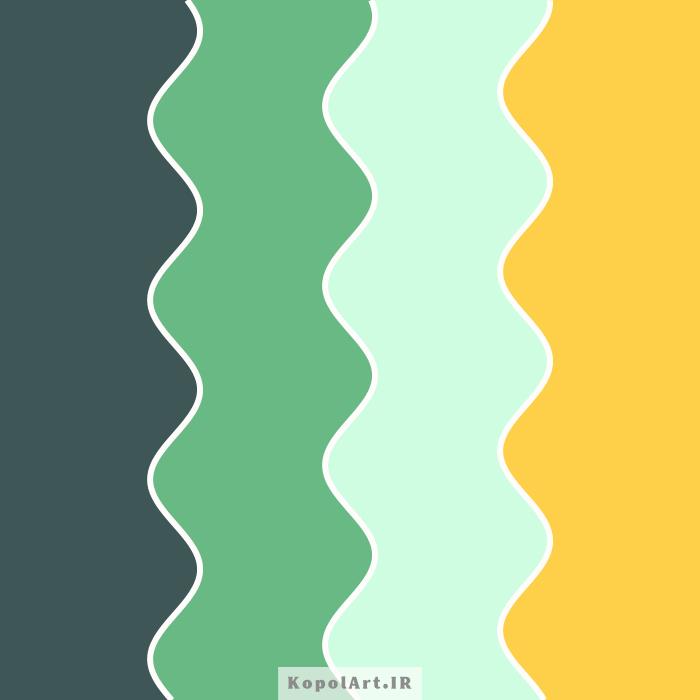 پالت رنگ سبز خزه ای، سبز نعنایی تیره و زرد