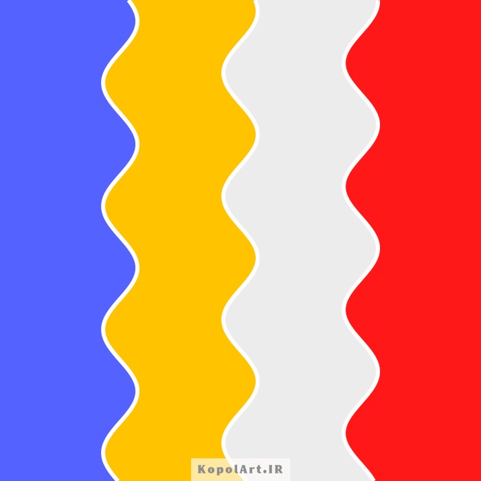 پالت رنگ آبی بنفش، نارنجی، قرمز و خاکستری روشن