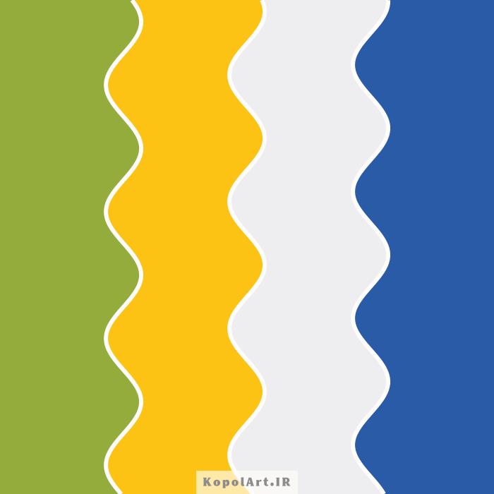 پالت رنگ بهاری سبز چمنی، زرد، آبی درباری و سفید کدر