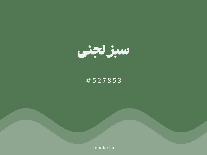 رنگ سبز لجنی با کد هگزادسیمال 527853 و نام لاتین Olive Green Color