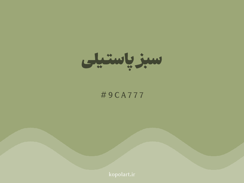 رنگ سبز پاستیلی با کد هگزادسیمال 9CA777 و نام لاتین Pastel Green Color