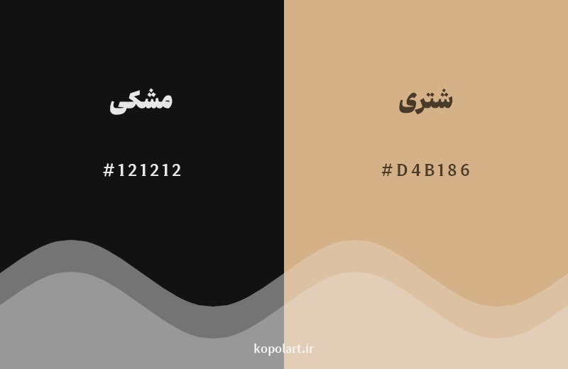 نمایش هارمونی رنگ مشکی در کنار رنگ همسایه آن شتری