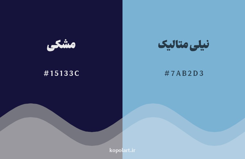 نمایش هارمونی رنگ مشکی در کنار رنگ همسایه آن نیلی متالیک