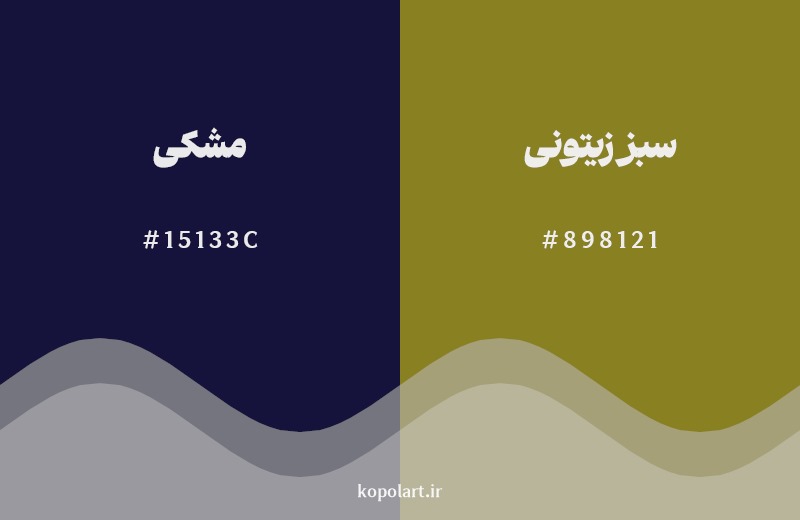 ترکیب رنگ مشکی در کنار رنگ مکمل آن سبز زیتونی