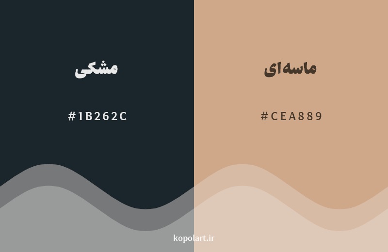 رکیب رنگ مشکی در کنار رنگ مکمل آن ماسه‌ای