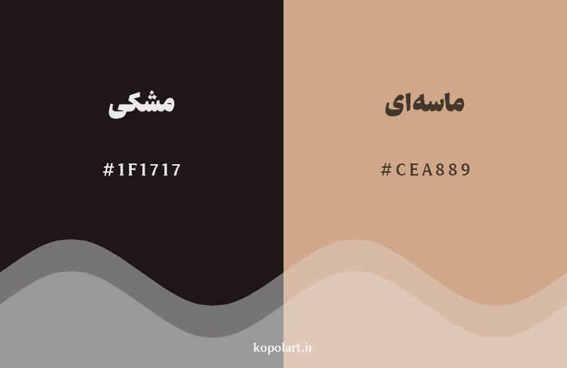 نمایش هارمونی رنگ مشکی در کنار رنگ همسایه آن ماسهای