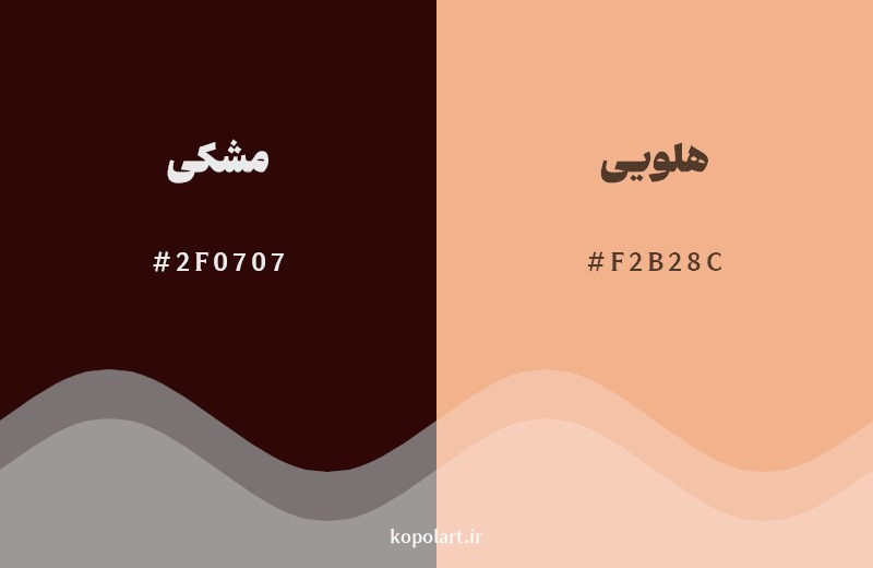 نمایش هارمونی رنگ مشکی در کنار رنگ همسایه آن هلویی