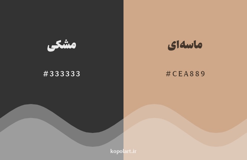 نمایش هارمونی رنگ مشکی در کنار رنگ همسایه آن ماسه‌ای
