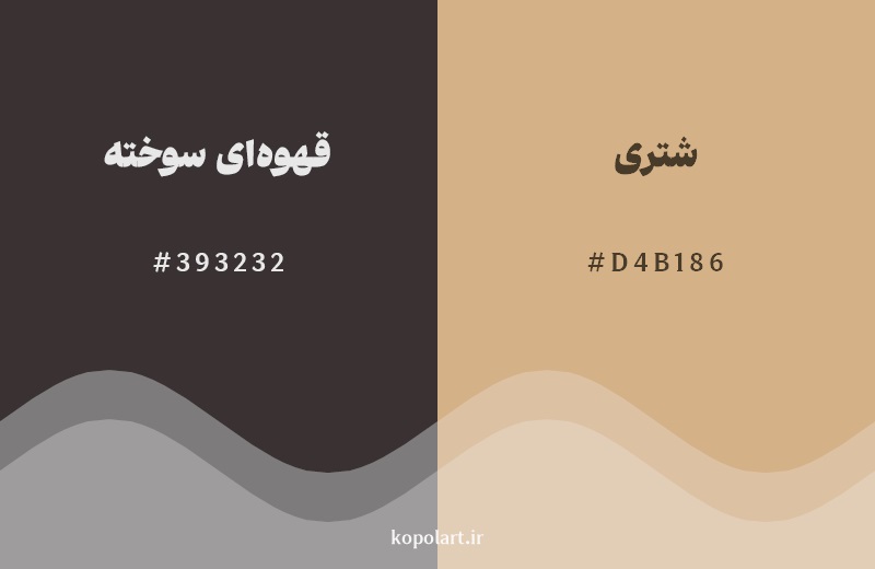 نمایش هارمونی رنگ قهوه‌ای سوخته در کنار رنگ همسایه آن شتری