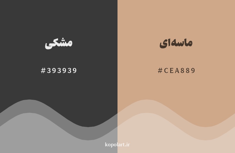 نمایش هارمونی رنگ مشکی در کنار رنگ همسایه آن ماسه‌ای