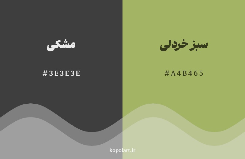 نمایش هارمونی رنگ مشکی در کنار رنگ همسایه آن سبز خردلی