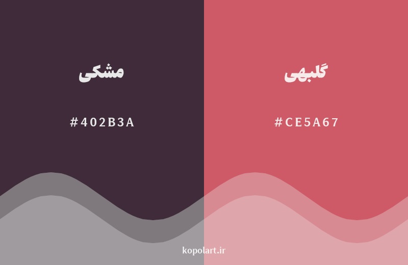 نمایش هارمونی رنگ مشکی در کنار رنگ همسایه آن گلبهی
