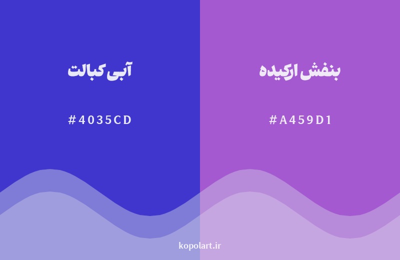 نمایش هارمونی رنگ آبی کبالت در کنار رنگ همسایه آن بنفش ارکیده