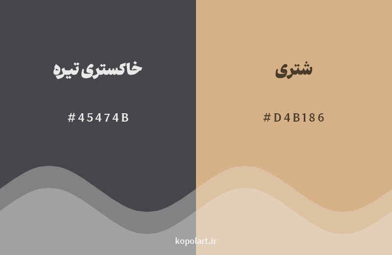 رکیب رنگ خاکستری تیره در کنار رنگ مکمل آن شتری