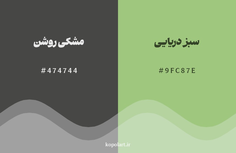 نمایش هارمونی رنگ مشکی روشن در کنار رنگ همسایه آن سبز دریایی