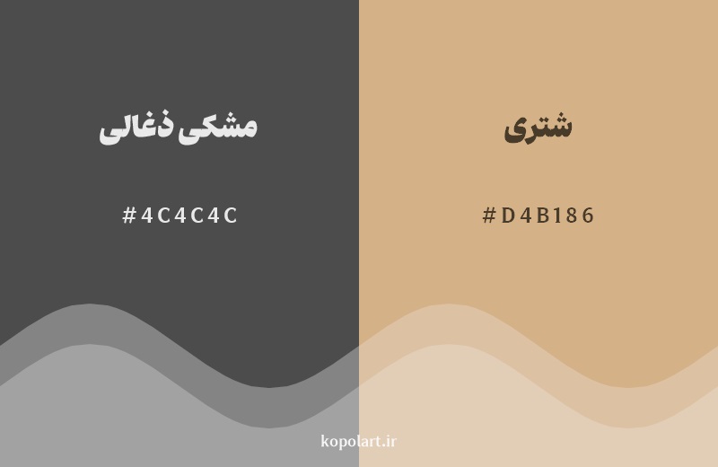 نمایش هارمونی رنگ مشکی ذغالی در کنار رنگ همسایه آن شتری