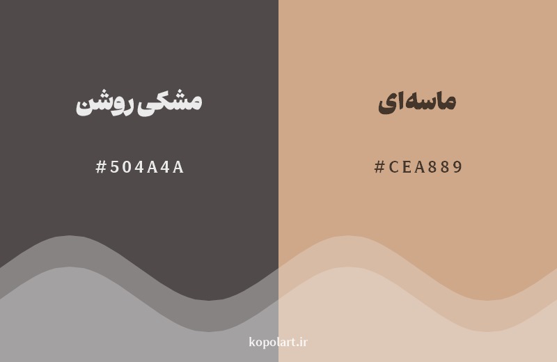 نمایش هارمونی رنگ ‌مشکی روشن در کنار رنگ همسایه آن ماسه‌ای