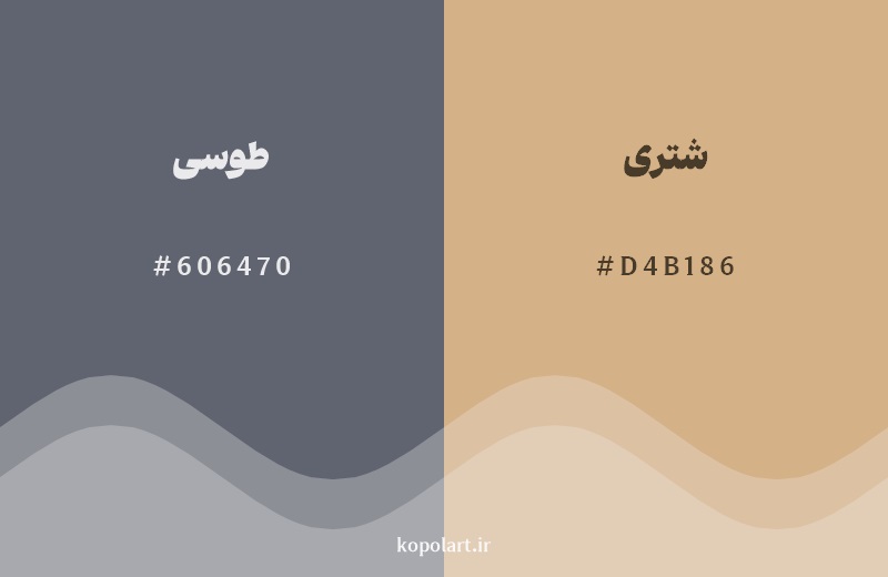 رکیب رنگ طوسی در کنار رنگ مکمل آن شتری