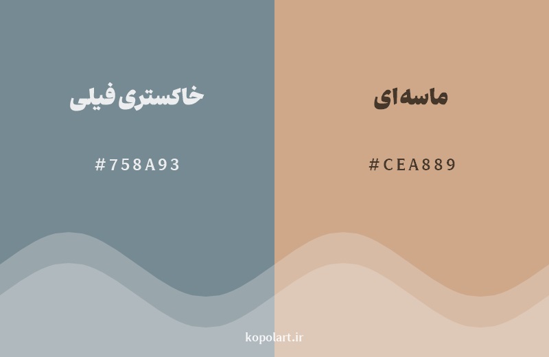 رکیب رنگ خاکستری فیلی در کنار رنگ مکمل آن ماسهای